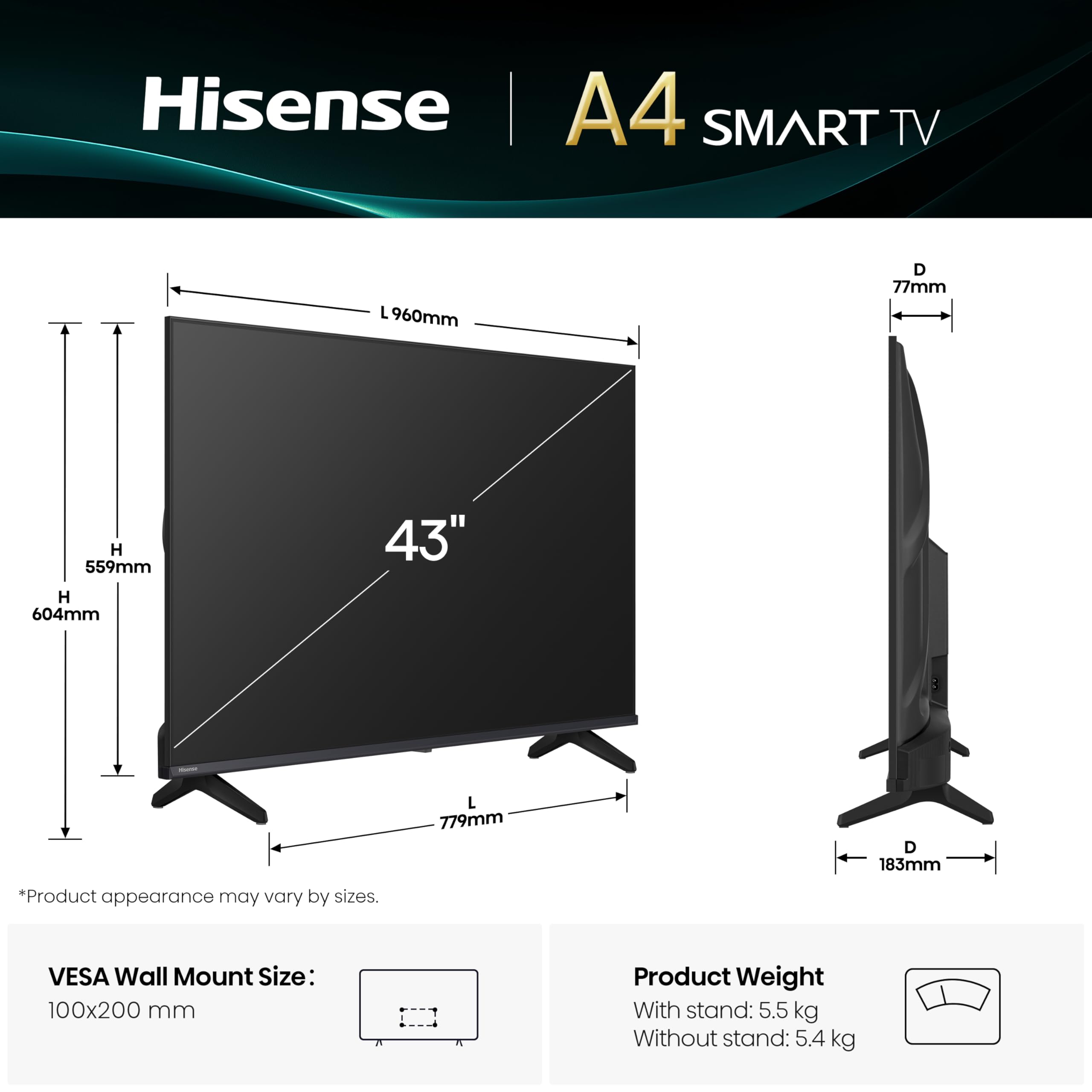 美品　Hisense VIDAA 43インチ液晶テレビ　2024 Hisense 43-Inch Full HD Smart TV, VIDAA OS with Netflix/YouTube